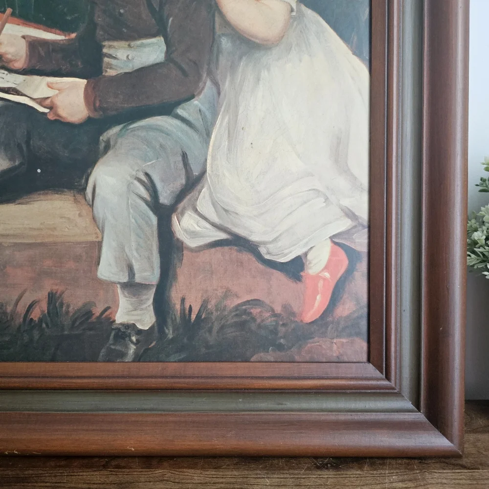 Vintage Art Print Wooden Frame John Hoppener The Bowden Children Wall Decor